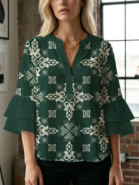 Damen Bluse mit wunderschönen floralem Design EB