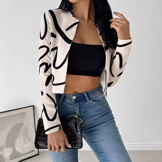Damen elegante Kurzjacke mit einzigartigem grafischem Muster EB