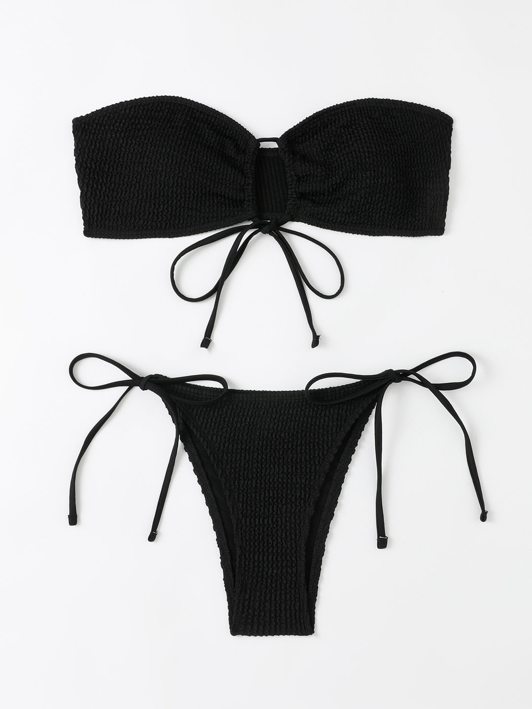 Damen Bandeau-Bikini-Set mit Klettverschluss und verstellbaren Bindebändern EB