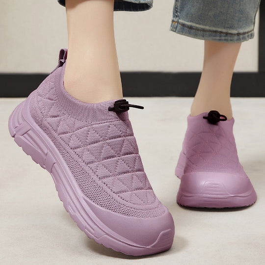 Damen Sportliche Slip-On Sneakers mit atmungsaktivem Obermaterial und rutschfester Sohle EB