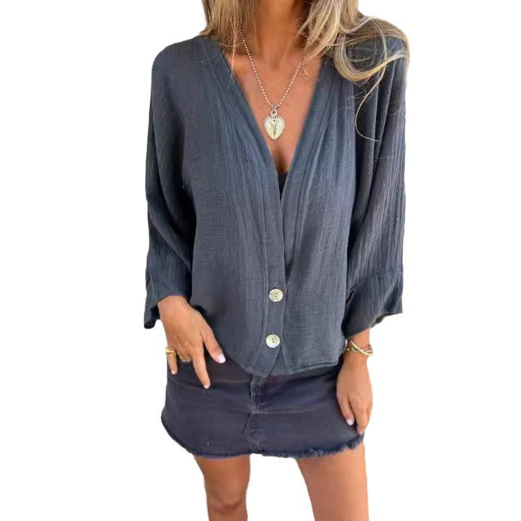 Damen Luftige und lockere Sommerjacke mit Knopfdetails EB