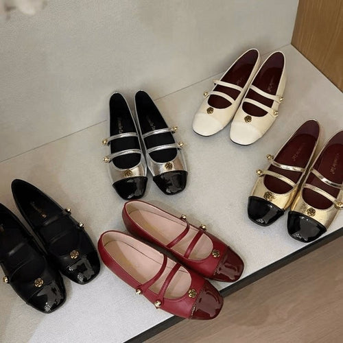 Damen elegante Mary Jane Ballerinas mit dekorativen Schnallen EB
