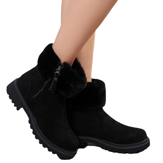 Damen Winterboots mit Kunstfellkragen und rutschfester Sohle EB