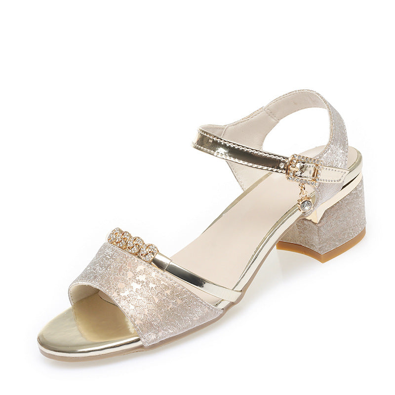 Damen Elegante Sandaletten mit verzierten Riemen und komfortablem Blockabsatz EB