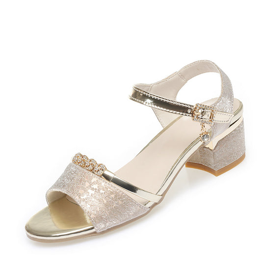 Damen Elegante Sandaletten mit verzierten Riemen und komfortablem Blockabsatz EB