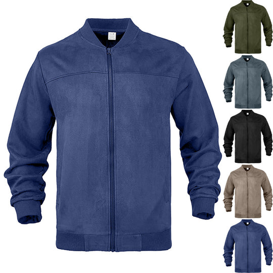 Herren nan Wildleder-Blousonjacke im Bomberstil mit elastischen Rippbündchen EB