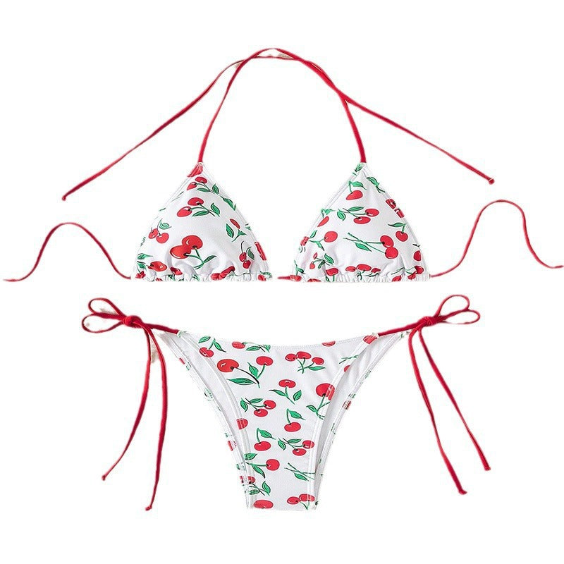 Damen Triangel-Bikini mit verspieltem Kirschmuster EB