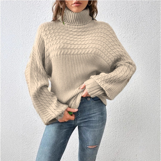 Damen Gemütlicher Rollkragenpullover mit strukturiertem Design EB