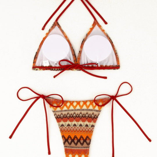 Damen Triangel-Bikini mit farbenfrohem Muster EB