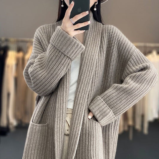EB | Strickjacke mit Offener Vorderseite für Damen - Übergröße