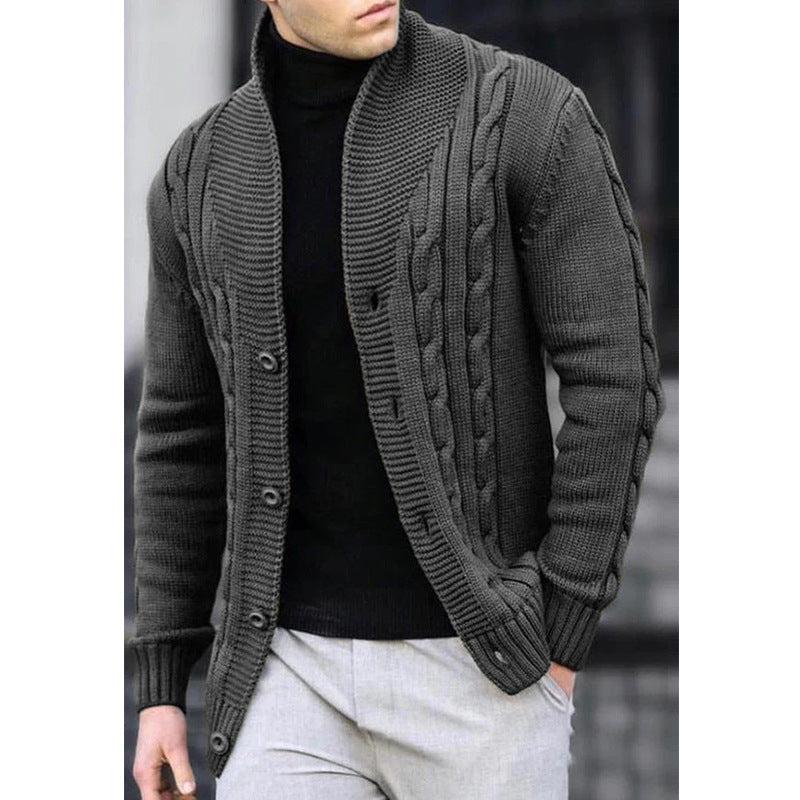 Herren Strickjacke mit Kabelmuster und Schalkragen EB