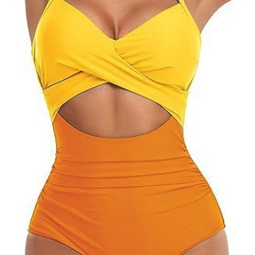 Damen Einteiliger Badeanzug mit elegantem Wickelschnitt EB