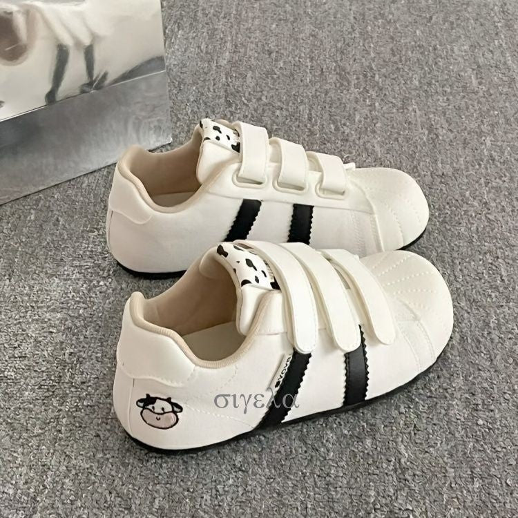 Damen Bequeme Freizeitsneaker mit praktischem Klettverschluss und tierischem Motiv EB