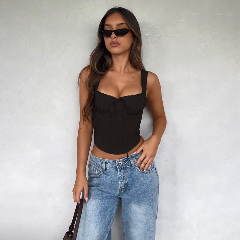 Damen Top mit Spaghetti-Trägern und Raffungen EB
