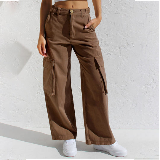 Damen Cargo-Hose mit weitem Bein und praktischen Taschen EB