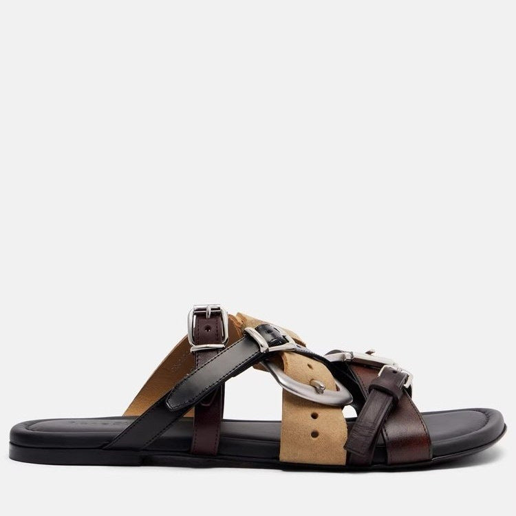 Damen elegante Riemchen-Sandalen mit verstellbarem Schnallenverschluss EB