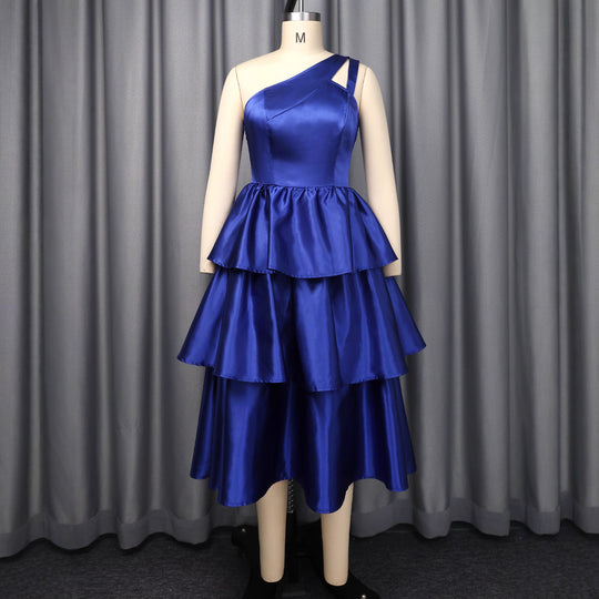 Damen festliches Wickelkleid mit voluminösem Rüschendesign EB