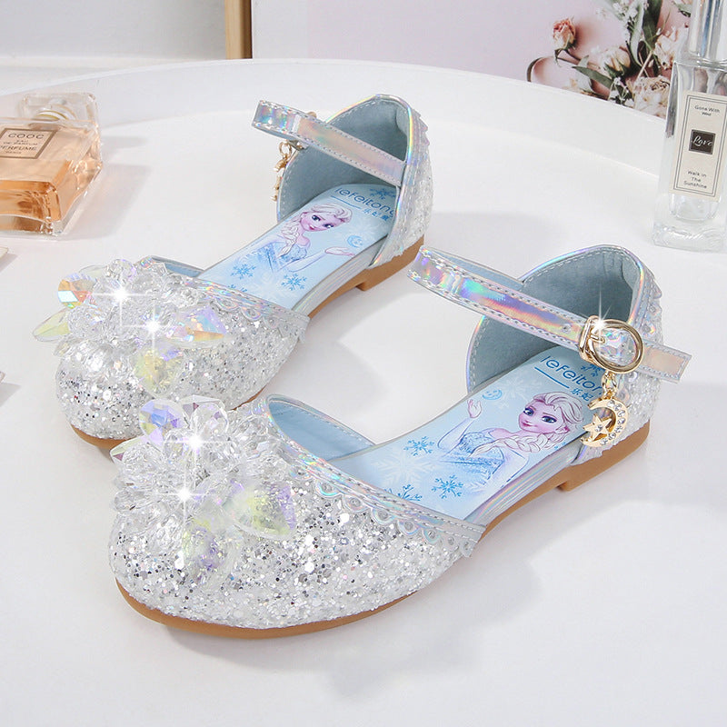 Mädchen Glitzernde Ballerinas mit Blumenapplikationen EB