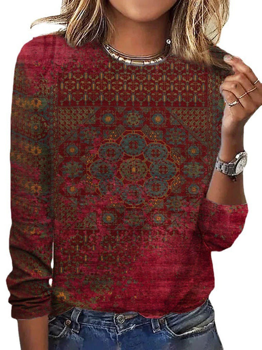 Damen Langärmeliges Oversize-Sweatshirt mit abstraktem Aquarell-Mosaikprint EB