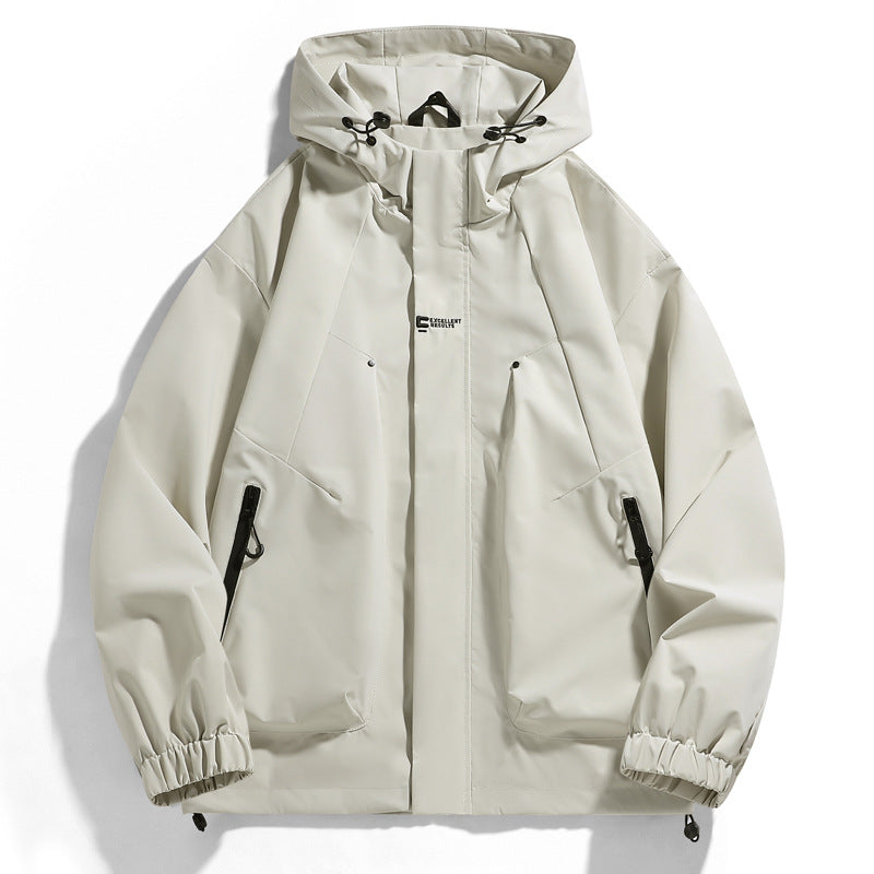 Herren wind- und wasserabweisende Kapuzenblouson mit ergonomischen Nähten, verstellbarem Saum und sicheren Reißverschlusstaschen EB
