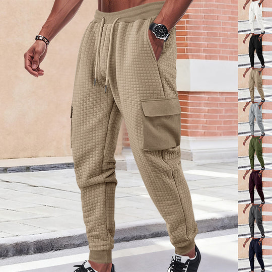 Herren nan gesteppte Thermo-Loungehose mit Funktionstaschen, Tunnelzug und elastischem Bündchen EB