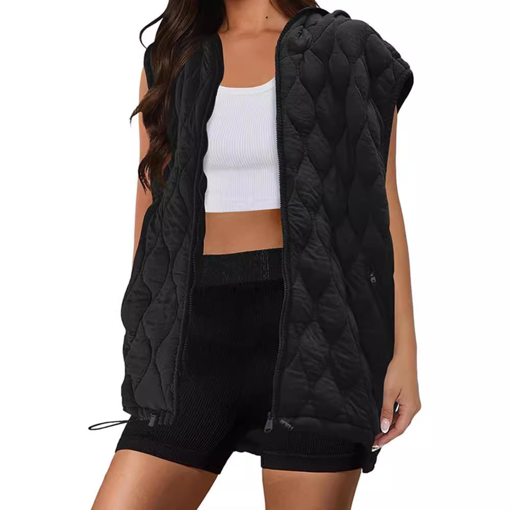 Damen Weste mit Kapuze und gestepptem Design EB