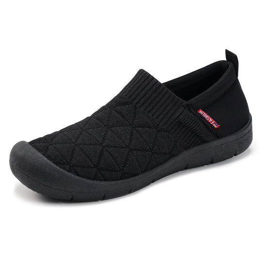 Damen nan atmungsaktiver gestrickter Slip-On Komfort-Halbschuh mit elastischem Schaft und stoßdämpfender EVA-Sohle EB