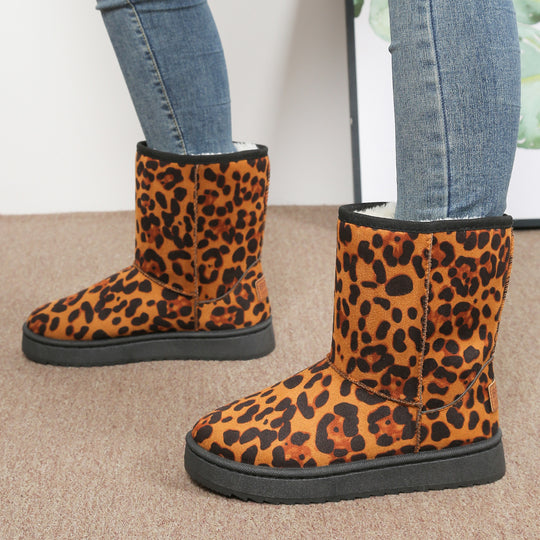 Damen Leopardmuster Winterboots mit kuscheligem Futter EB