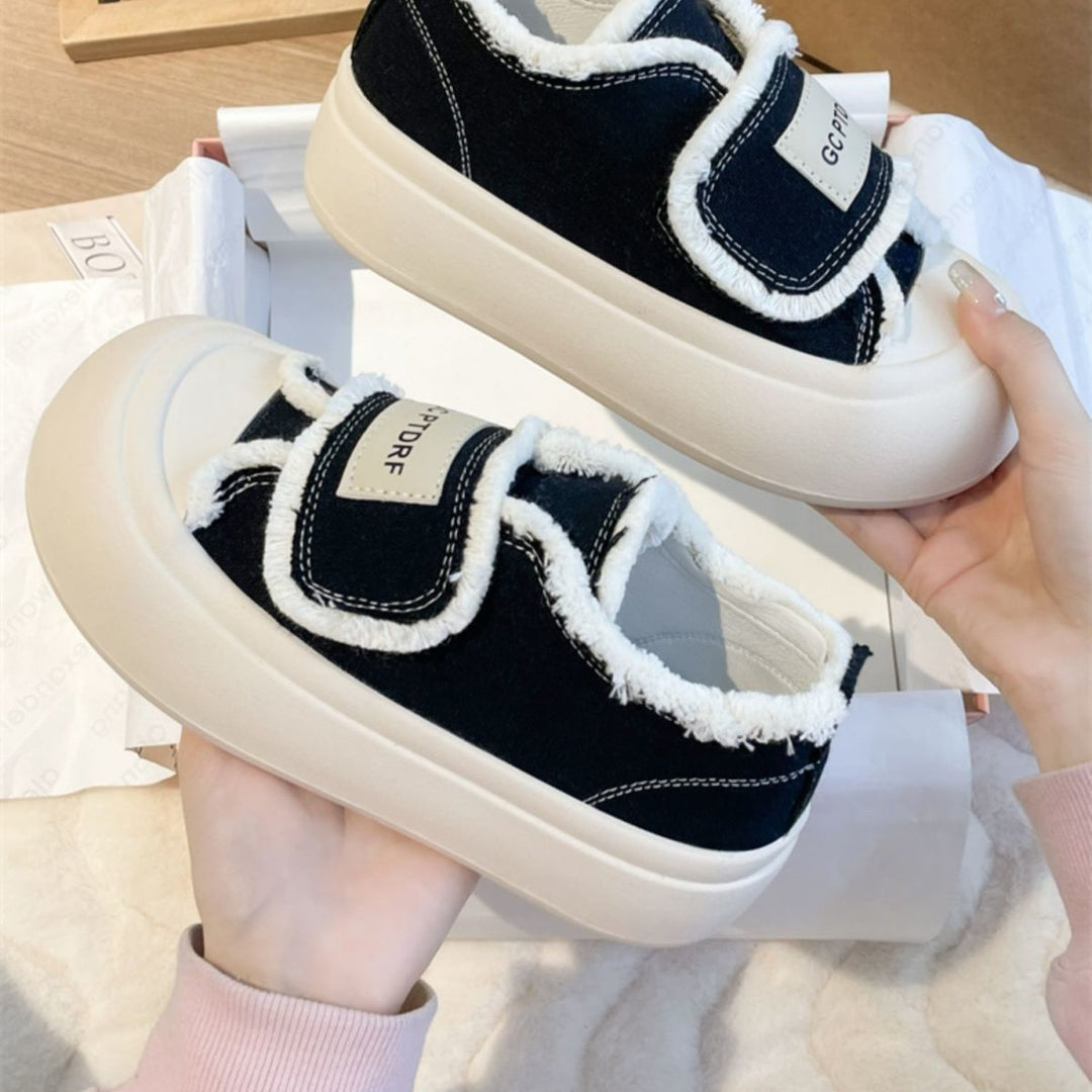 Damen modische Sneakers mit bequemem Klettverschluss und schaumstoffgepolsterter Sohle EB