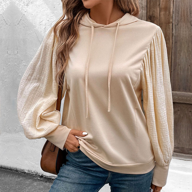 Damen Kapuzenpullover mit voluminösen Ärmeln und praktischen Kängurutaschen EB