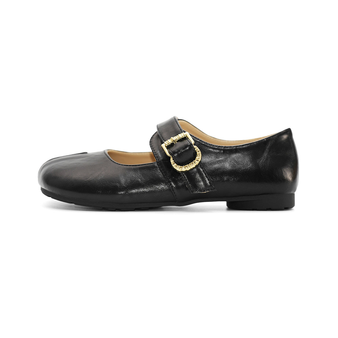 Damen Ballerinas mit elegantem Schnallenverschluss und modischem Glanz EB
