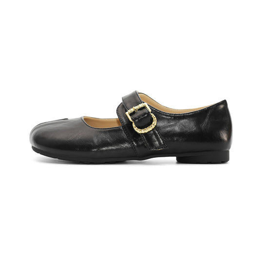 Damen Ballerinas mit elegantem Schnallenverschluss und modischem Glanz EB
