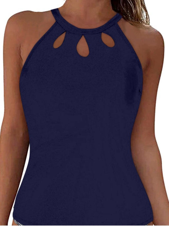 Damen Sportliches Tankini-Oberteil mit modischem Rundhalsausschnitt und Cut-Outs EB