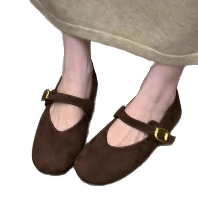 Damen elegante Ballerinas mit modischem Schnallenverschluss EB