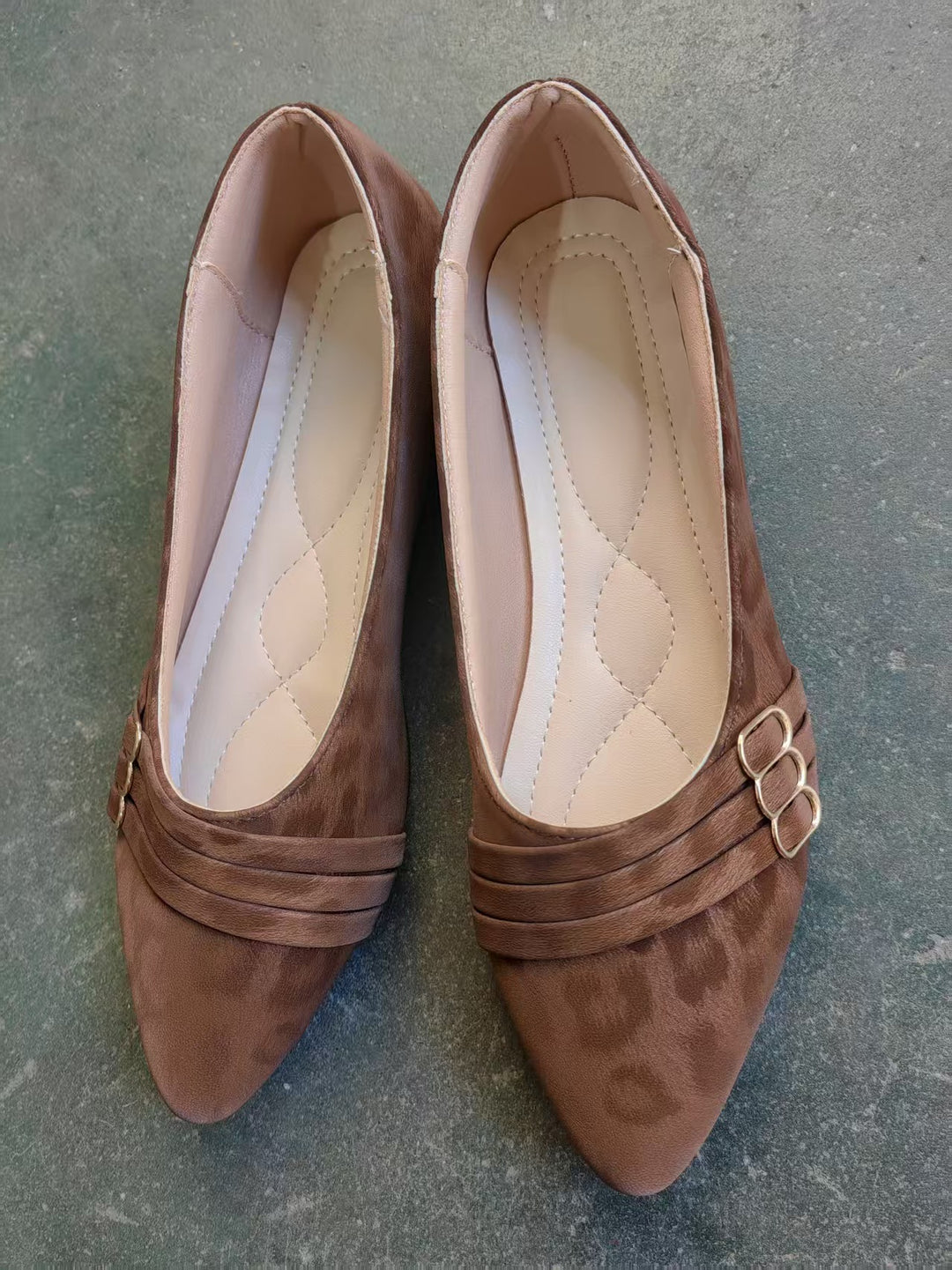 Damen elegante spitze Ballerinas mit dekorativem Schnallen-Design EB