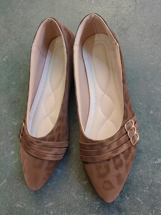 Damen elegante spitze Ballerinas mit dekorativem Schnallen-Design EB