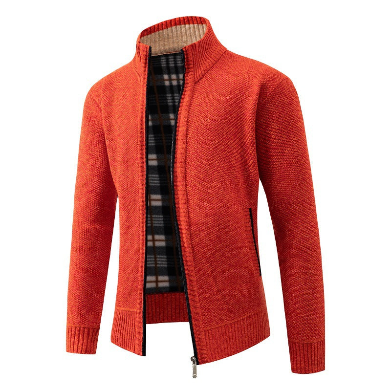 Herren Strickjacke mit modernem Stehkragen und praktischen Seitentaschen EB