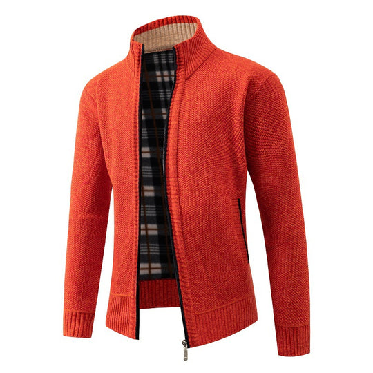 Herren Strickjacke mit modernem Stehkragen und praktischen Seitentaschen EB