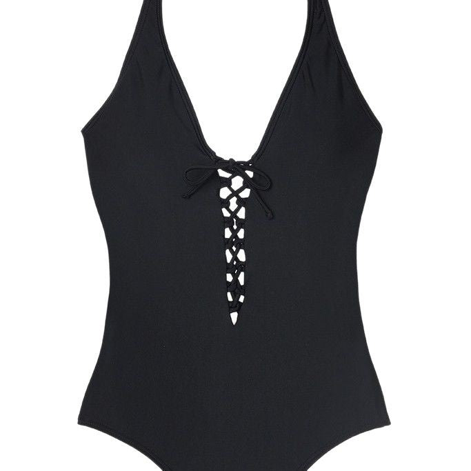 Damen Einteiliger Badeanzug mit tiefem V-Ausschnitt und modischen Cut-Out-Details EB