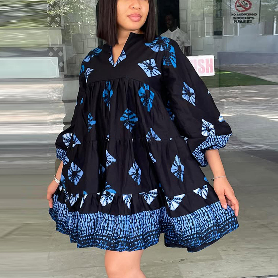 Damen Freizeitkleid mit lässigem Schnitt und voluminösen Ärmeln EB