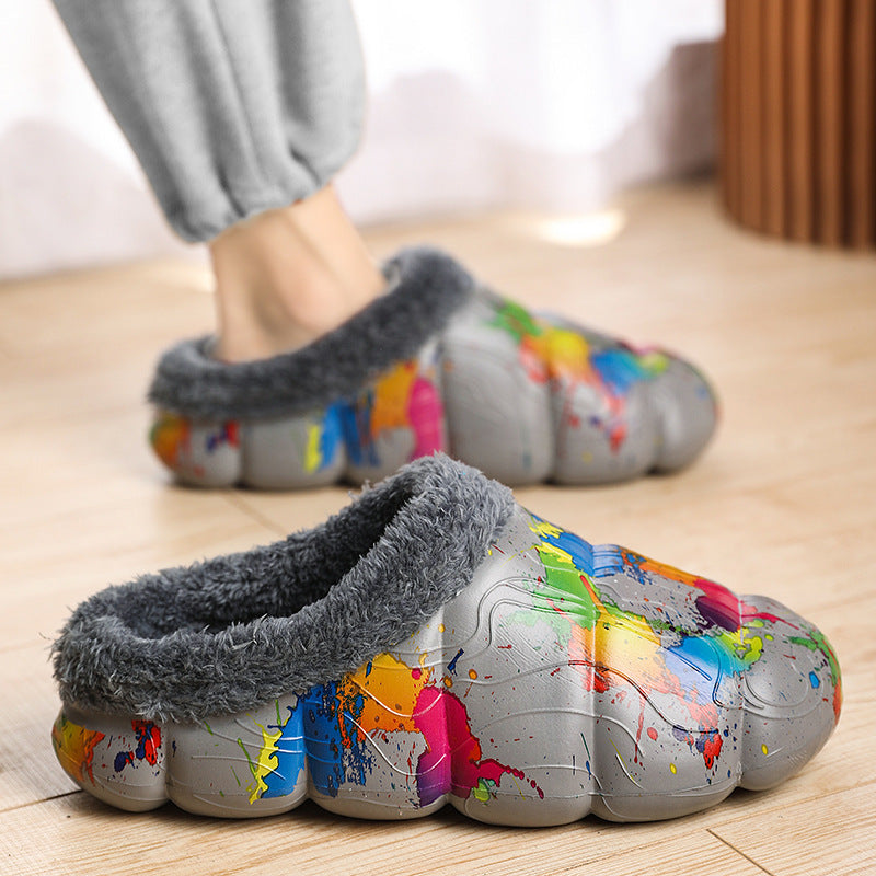 Damen Gemütliche Hausschuhe mit warmem Fleece-Futter und rutschfester Sohle EB