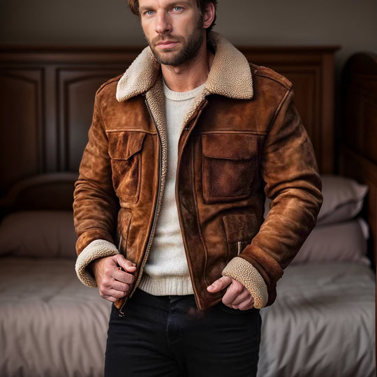 Herren jacke mit warmem Sherpa-Futter und praktischen Taschen EB