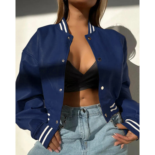 Damen Sportliche cropped Bomberjacke im Vintage-Stil EB