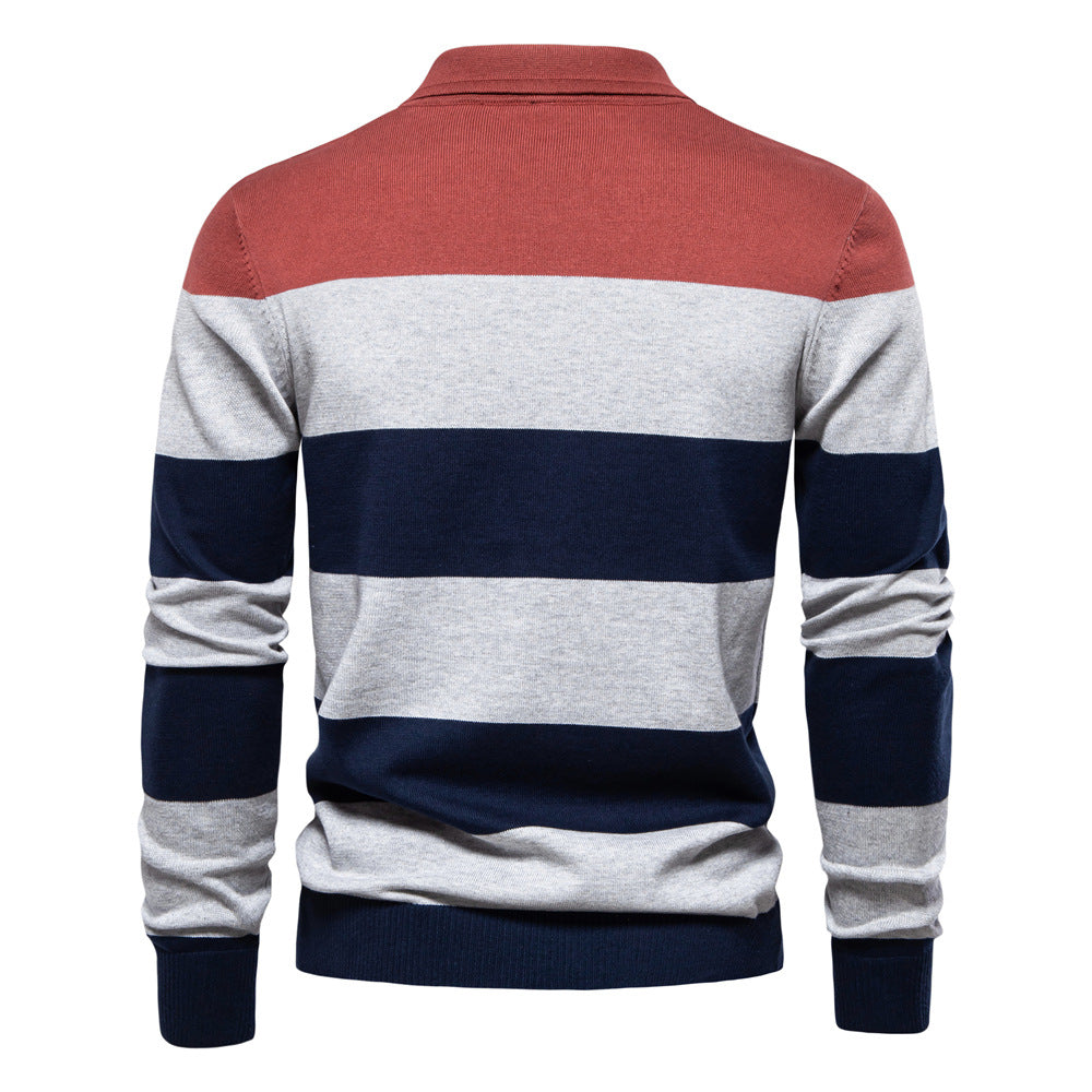 Herren Langarm-Polo-Shirt mit modischem Streifendesign EB