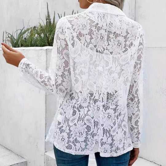Damen Spitzenblazer mit feinen Details und lässigem Schnitt EB