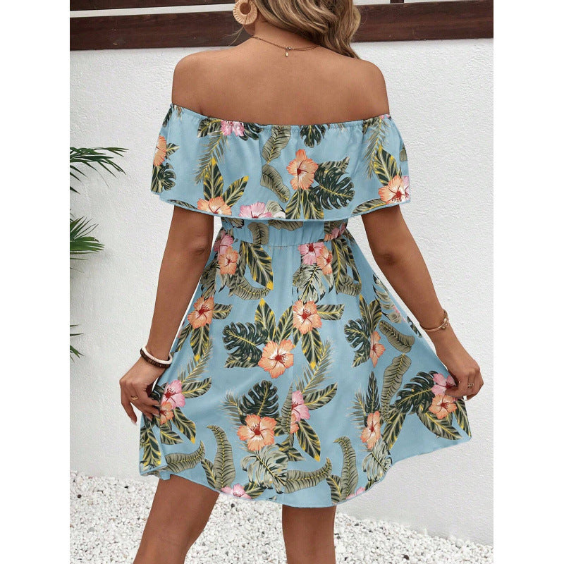 Damen Off-Shoulder Sommerkleid mit floralem Muster EB