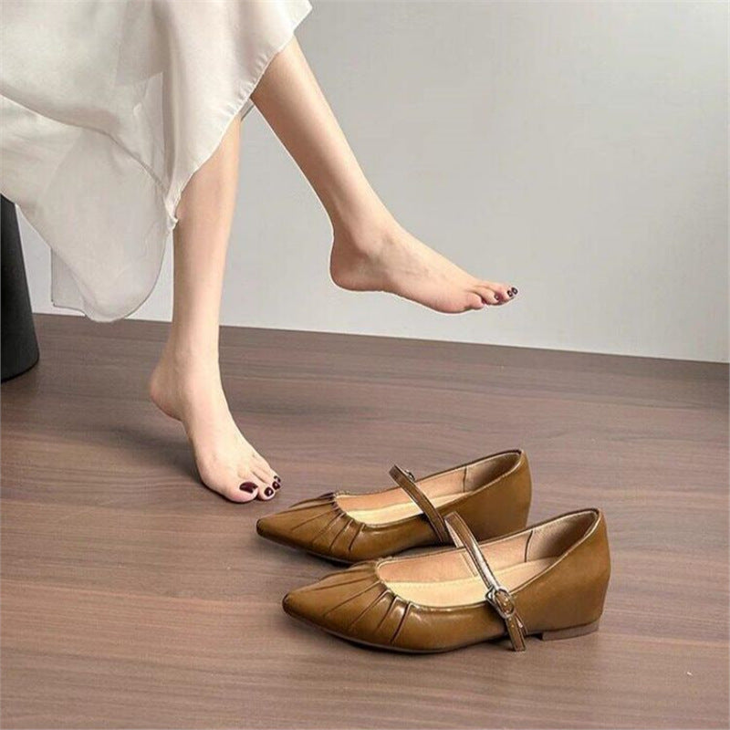 Damen elegante Slingback Ballerinas mit feinem Riemen EB