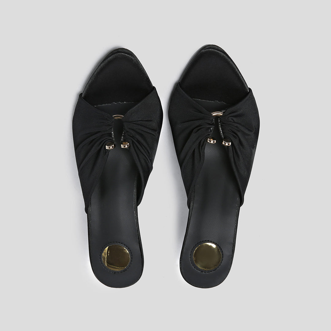 Damen Slingback-Pumps mit raffinierter Faltenapplikation und geschwungenem Absatz EB