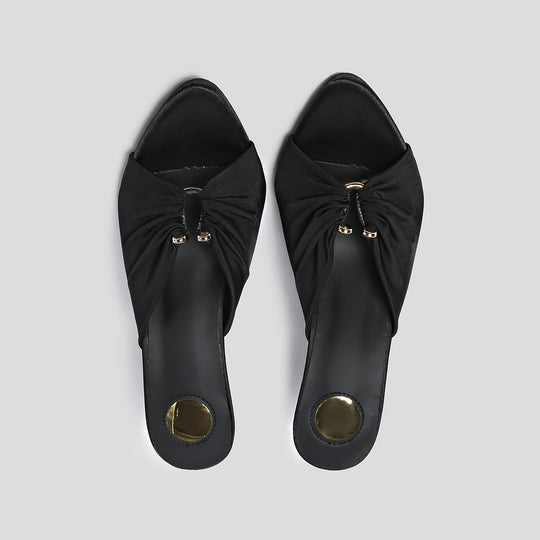Damen Slingback-Pumps mit raffinierter Faltenapplikation und geschwungenem Absatz EB
