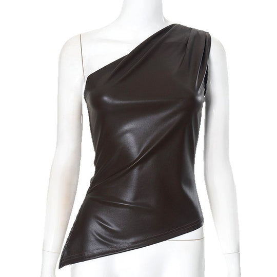 Damen asymmetrisches Top mit innovativem Drapierungsdesign EB